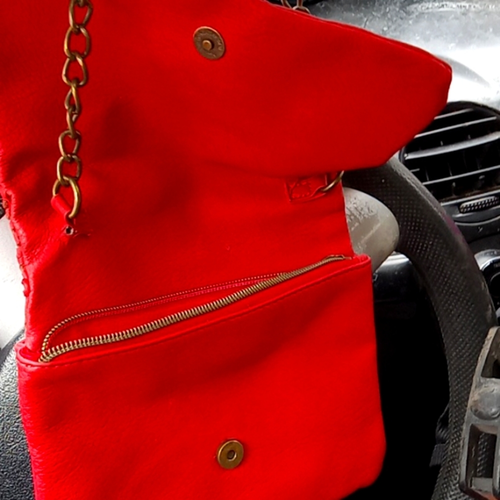 Red leather purse